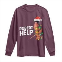 Marcus The Worm Christmas Long Sleeve Shirt Robert Help Internet Weirdcore Brainrot Humor - Wonder Print Shop