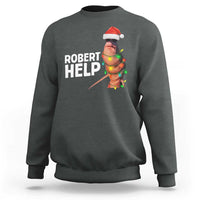 Marcus The Worm Christmas Sweatshirt Robert Help Internet Weirdcore Brainrot Humor - Wonder Print Shop