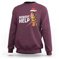 Marcus The Worm Christmas Sweatshirt Robert Help Internet Weirdcore Brainrot Humor - Wonder Print Shop