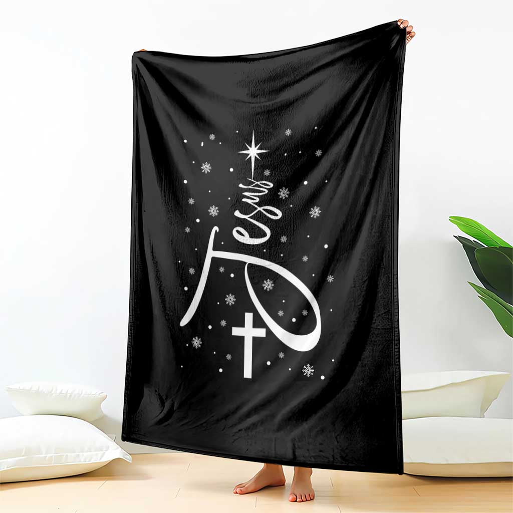 Jesus Christmas Tree Throw Blanket Christian Faith - Wonder Print Shop