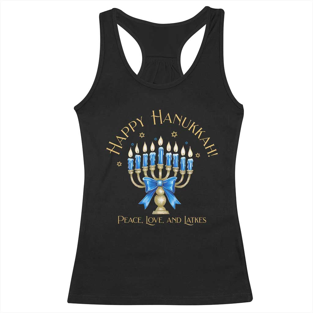 Happy Hanukkah Racerback Tank Top Jewish Menorah Coquette Bow