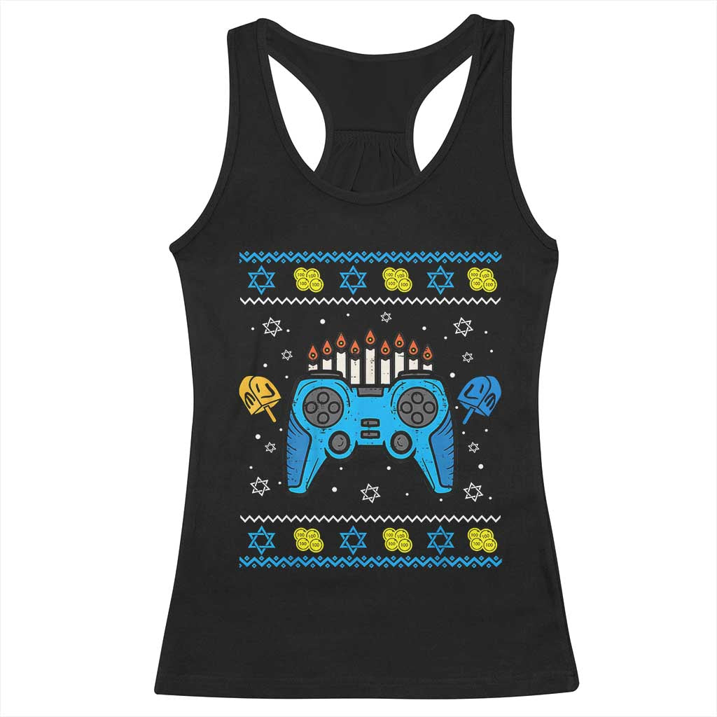 Happy Hanukkah Racerback Tank Top Jewish Video Game Gamer Ugly Hanukkah Chanukah