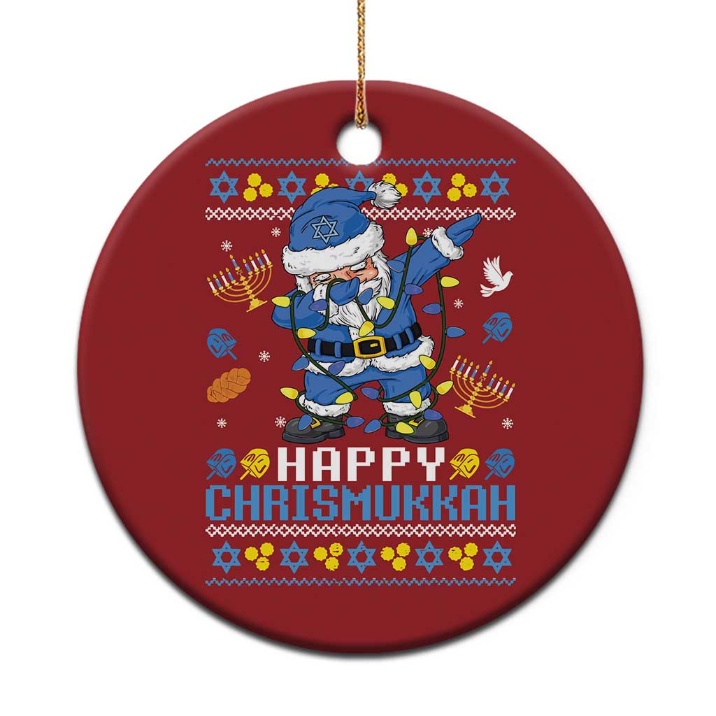 Happy Chrismukkah Merry Xmas Hanukkah Christmas Ornament Dabbing Santa Ugly Chanukah Jewish - Wonder Print Shop