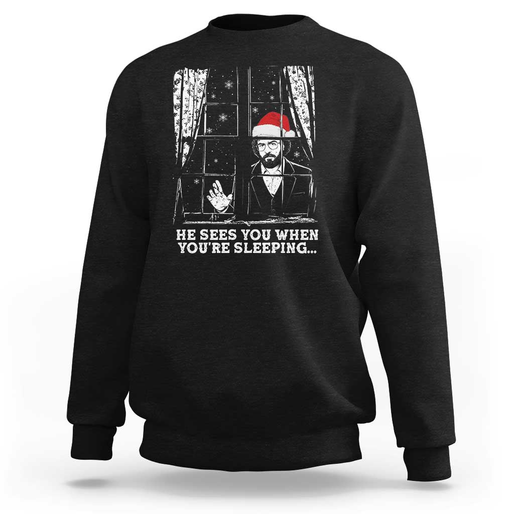 Stranger Christmas Sweatshirt Funny Murray He Sees You Vintage - Wonder Print Shop