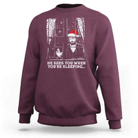 Stranger Christmas Sweatshirt Funny Murray He Sees You Vintage - Wonder Print Shop