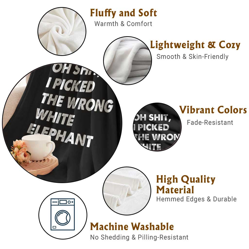 Oh Shit Funny White Elephant Gifts Throw Blanket - Wonder Print Shop