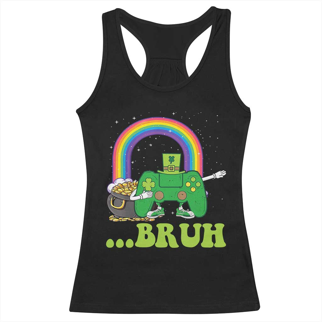 St Patricks Day Dabbing Video Game Controller Racerback Tank Top Irish Gamer Boys Dab Dance