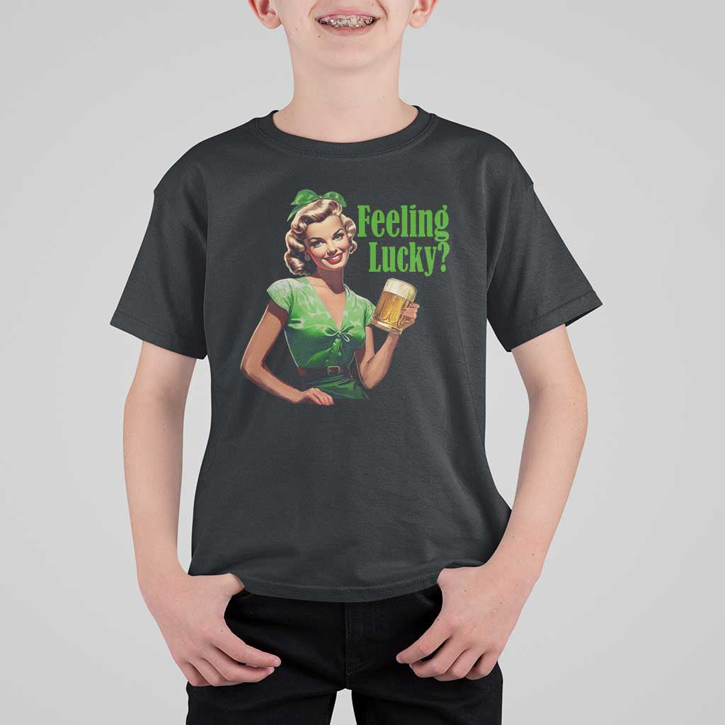 St. Patricks Day T Shirt For Kid Feeling Lucky Trendy Retro