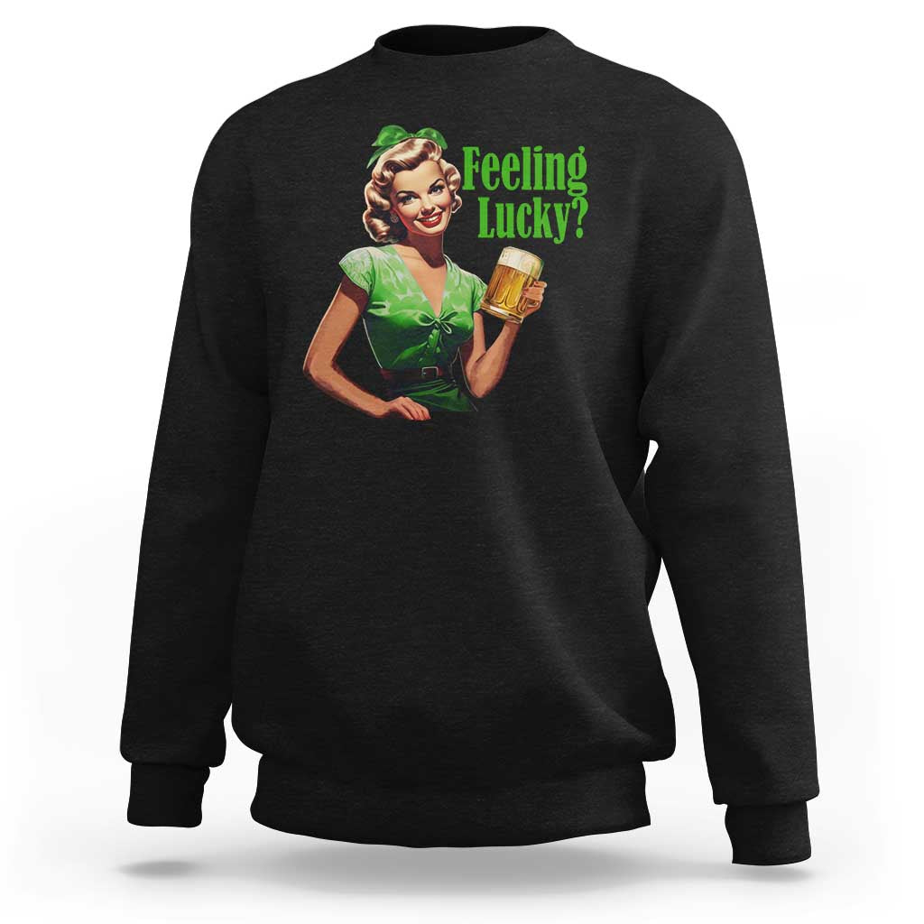 St. Patricks Day Sweatshirt Feeling Lucky Trendy Retro