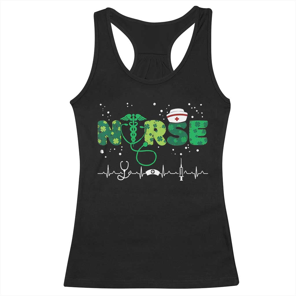 Nurse St Patricks Day Racerback Tank Top Stethoscope Scrub Irish Nurses Paddys Day