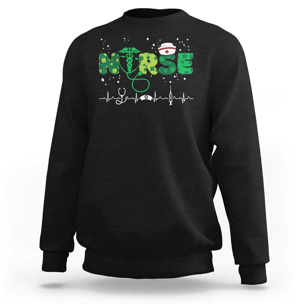 Nurse St Patricks Day Sweatshirt Stethoscope Scrub Irish Nurses Paddys Day