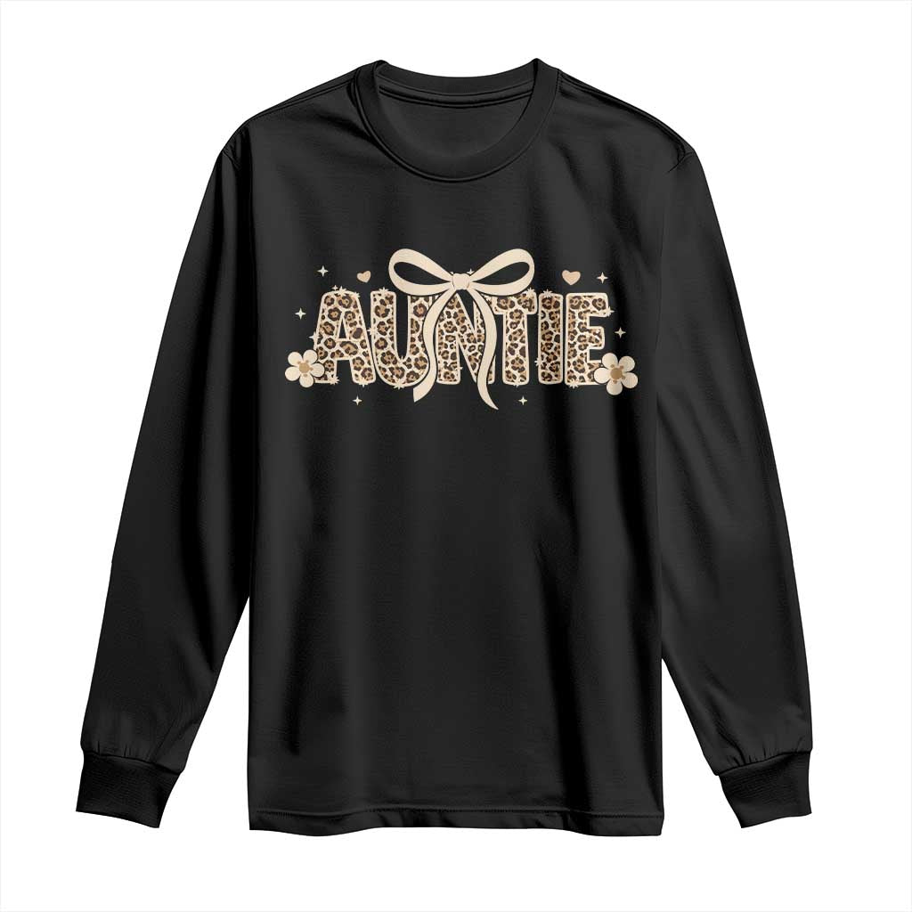 Leopard Auntie Long Sleeve Shirt Coquette Bow Cute Gift For Aunt