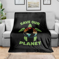 Retro Earth Day Throw Blanket Save Our Planet Sea Turtle Recycle Ocean Environment