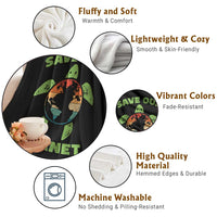 Retro Earth Day Throw Blanket Save Our Planet Sea Turtle Recycle Ocean Environment