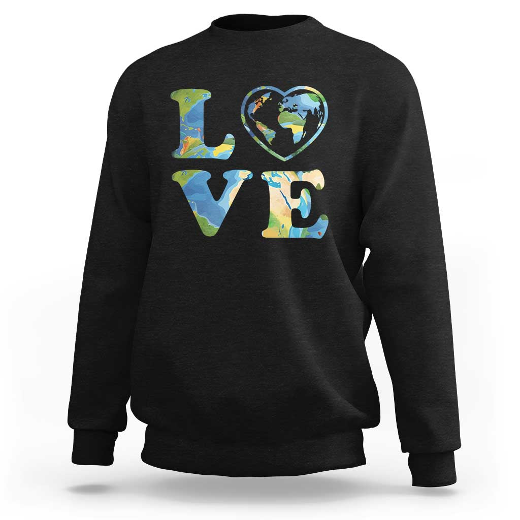 Earth Day Sweatshirt Heart Environmental Nature Recycling Lovers