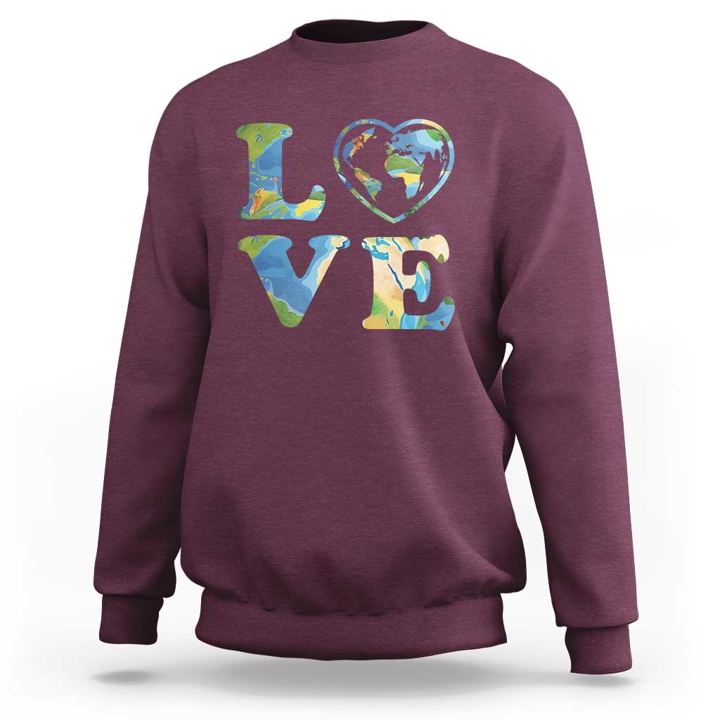 Earth Day Sweatshirt Heart Environmental Nature Recycling Lovers