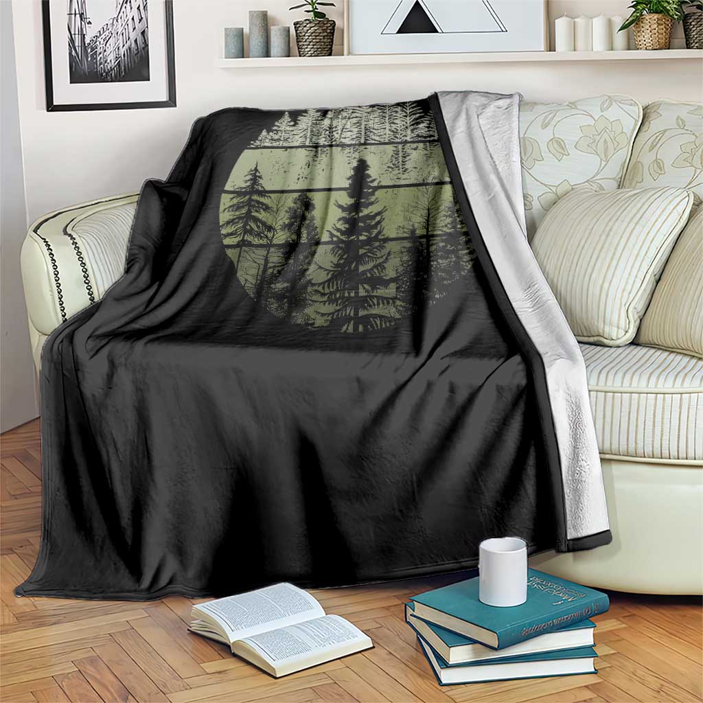 Retro Forest Trees Outdoors Nature Throw Blanket Vintage Wildlife - Wonder Print Shop