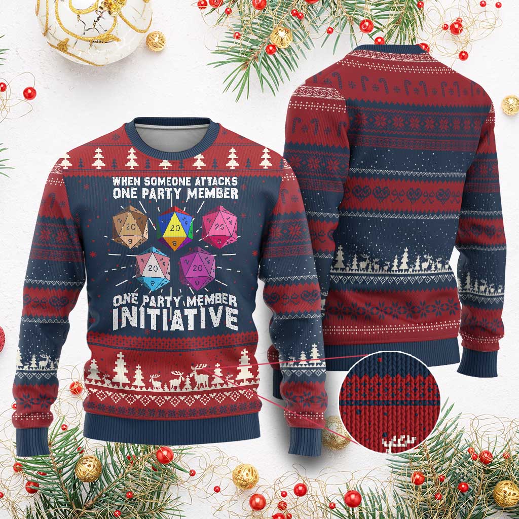 When Someone Attacks One Party Member D20 Dice LGBTQ Ally Knitted Sweatshirt - Wonder Print Shop
