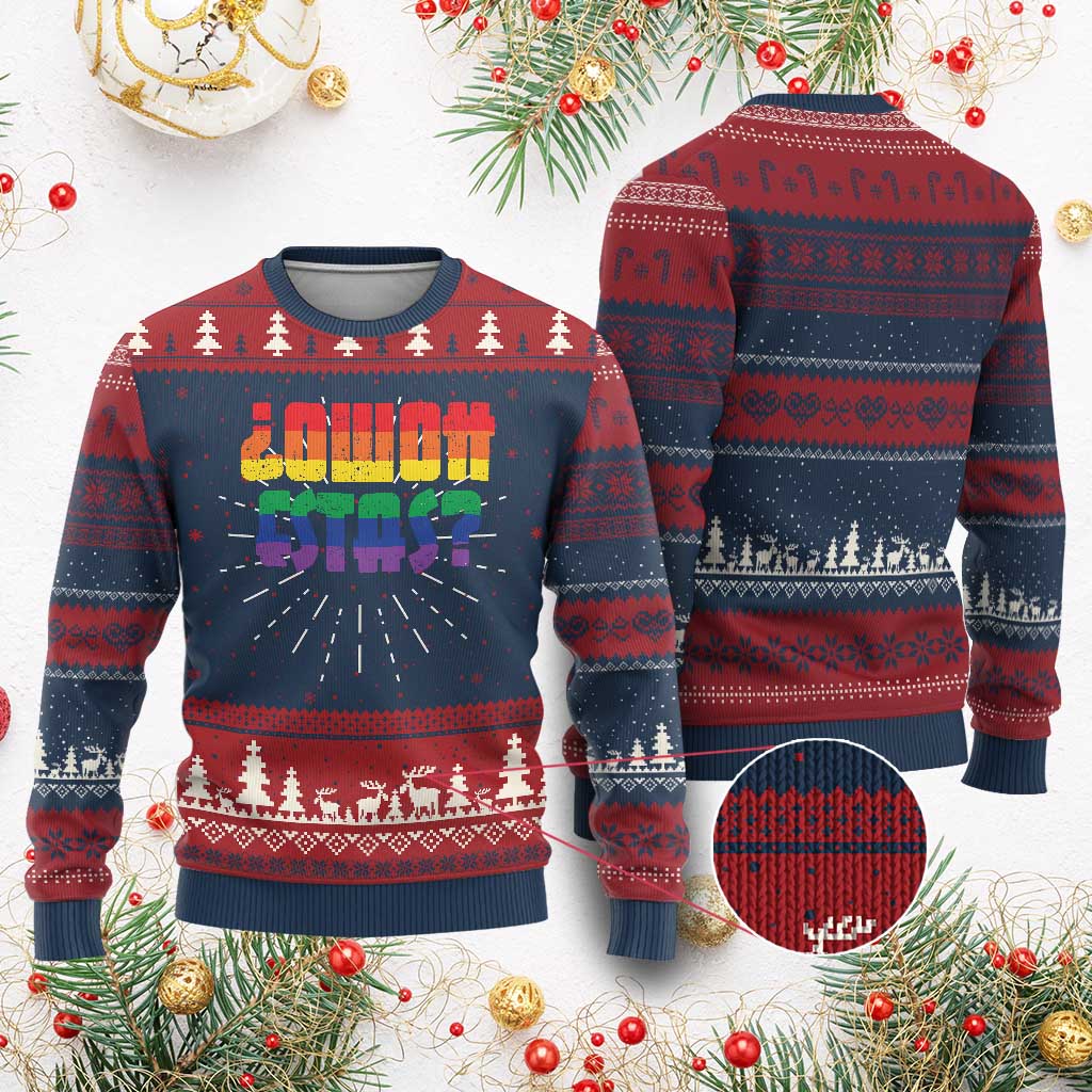 Como Estas Knitted Sweatshirt Funny Spanish LGBT Pride Latinx Retro Queer Inclusive Gift - Wonder Print Shop