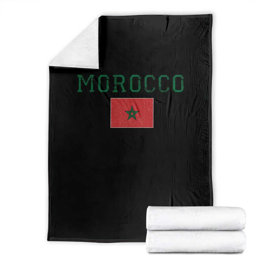 Vintage Morocco Flag Throw Blanket Distressed Graphic Heritage Pride Gift for Moroccan