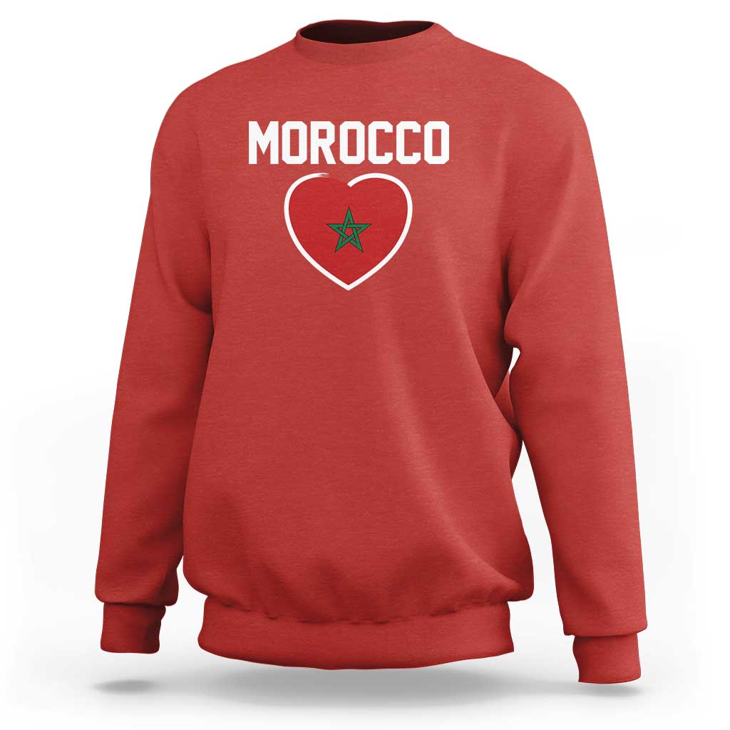 Morocco Heart Flag Sweatshirt Patriotic Love Gift for Proud Moroccan