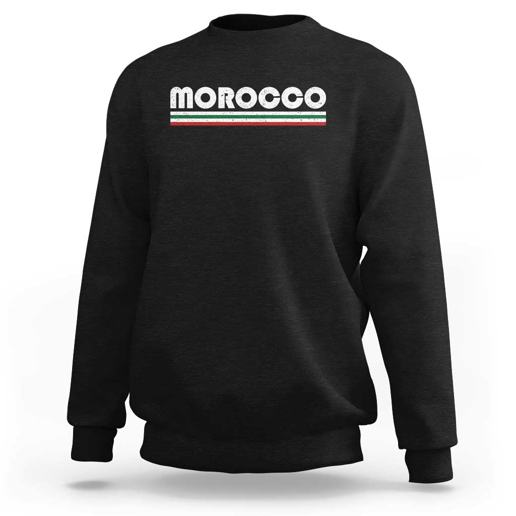 Morocco Sweatshirt Retro Vintage Stripes Patriotic Pride Gift for Proud Moroccan