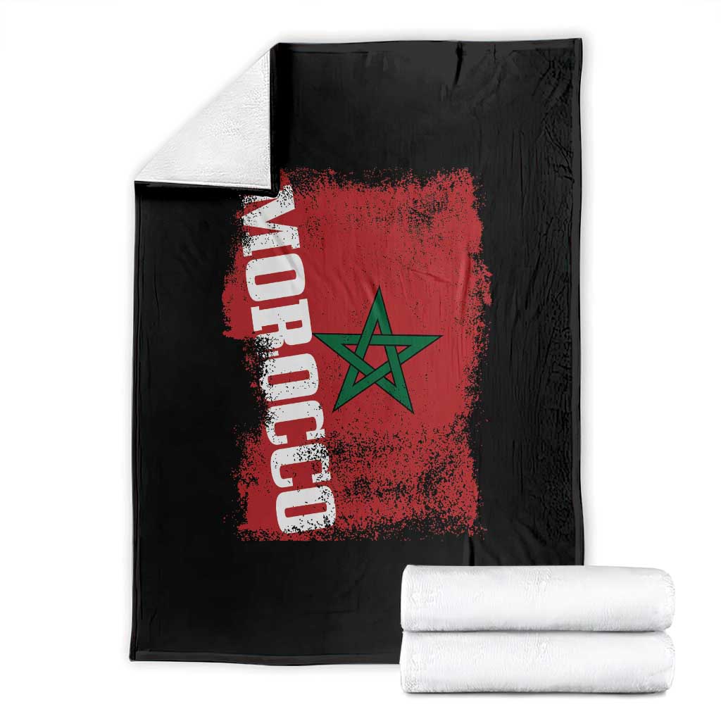 Morocco Flag Distressed Vintage Patriotic Pride Gift for Proud Moroccan Throw Blanket