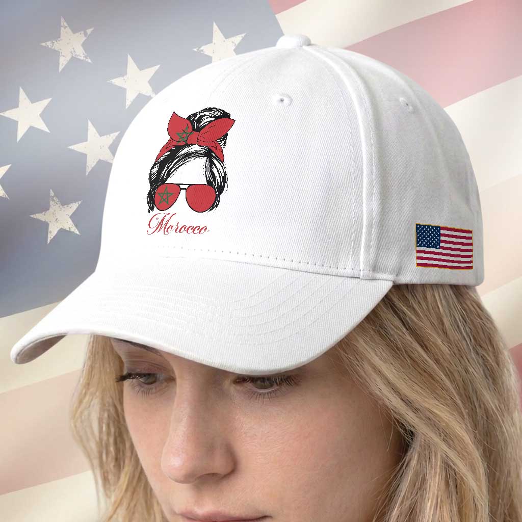Morocco Girl Baseball Cap Moroccan Princess Morocco Flag Messy Bun