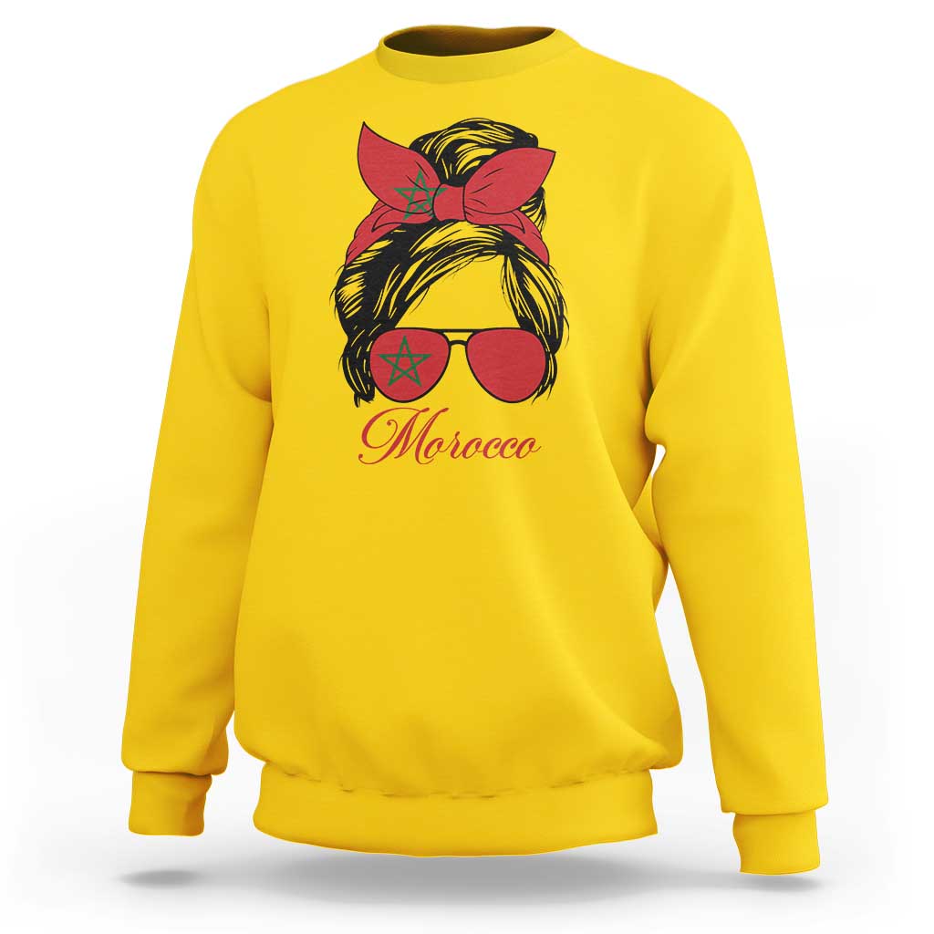 Morocco Girl Sweatshirt Moroccan Princess Morocco Flag Messy Bun