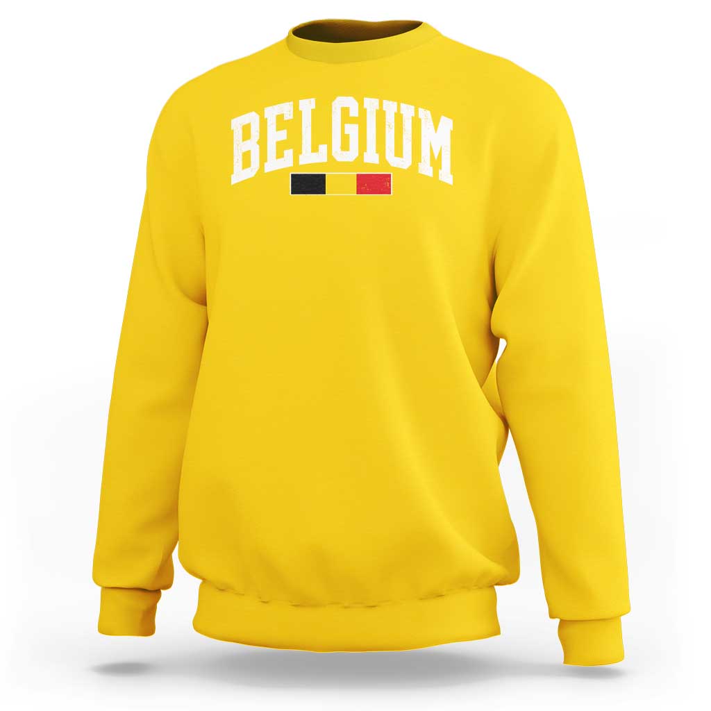 Vintage Belgium Flag Graphic Sweatshirt Belgian Pride Patriotic Gift