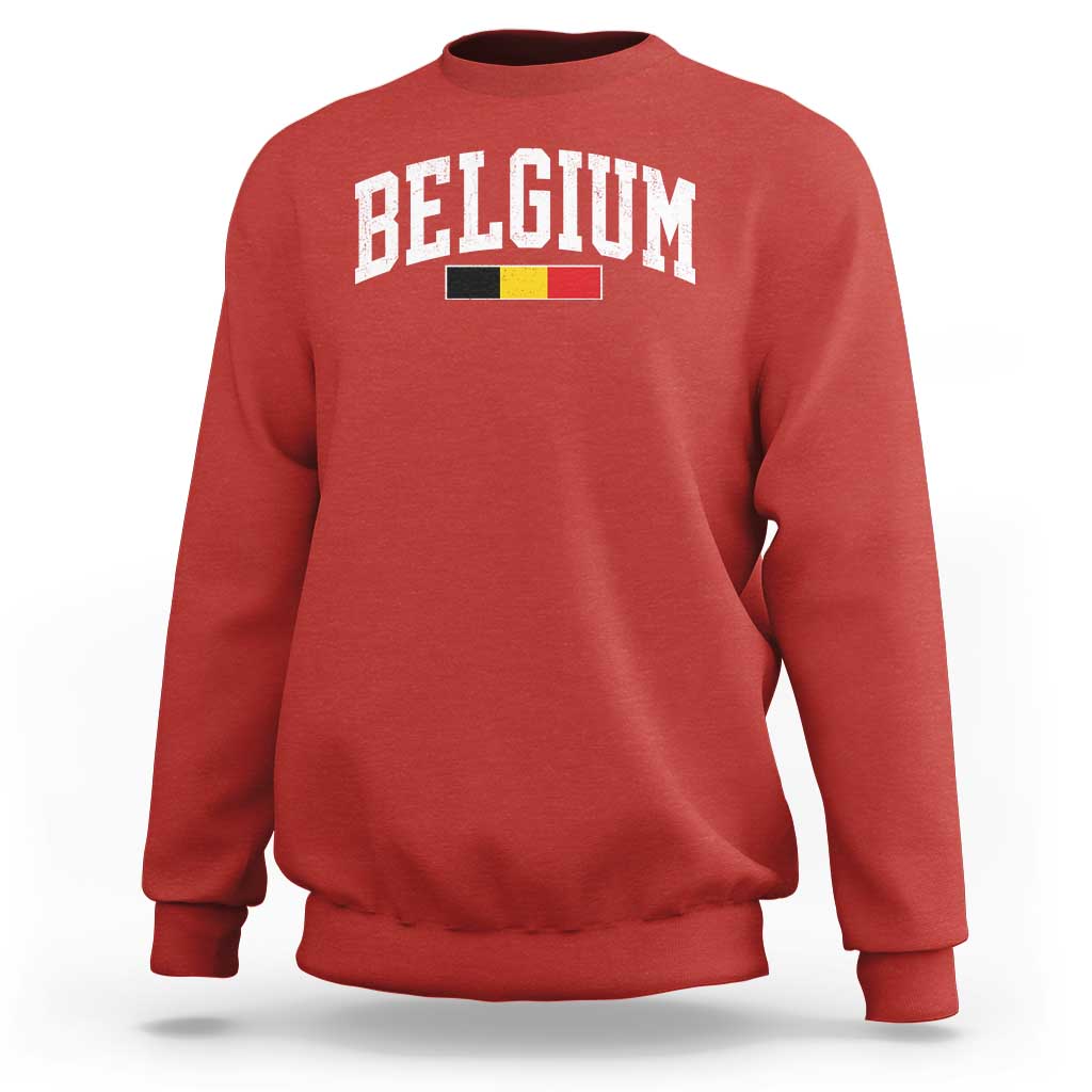 Vintage Belgium Flag Graphic Sweatshirt Belgian Pride Patriotic Gift