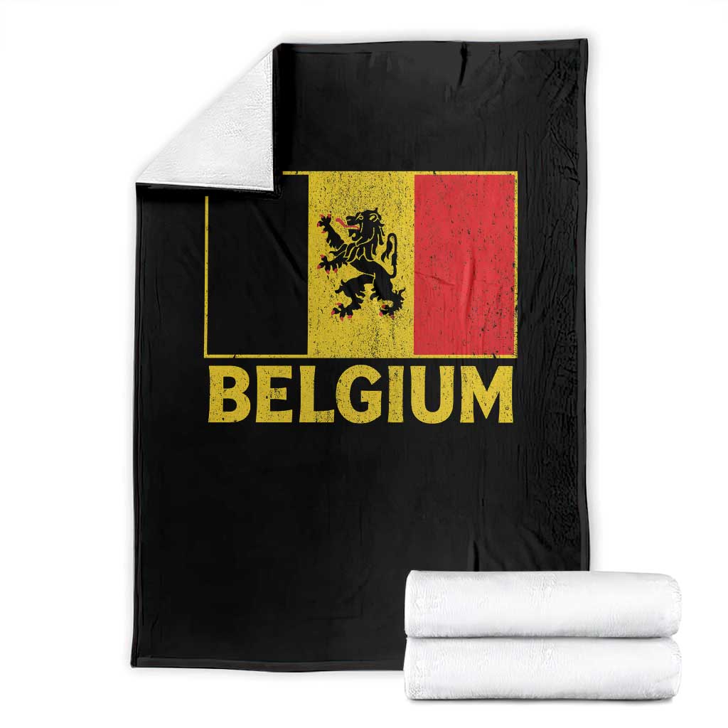 Vintage Belgium Soccer Flag with Lion Graphic Throw Blanket Belgian Football Pride Gift for Fans