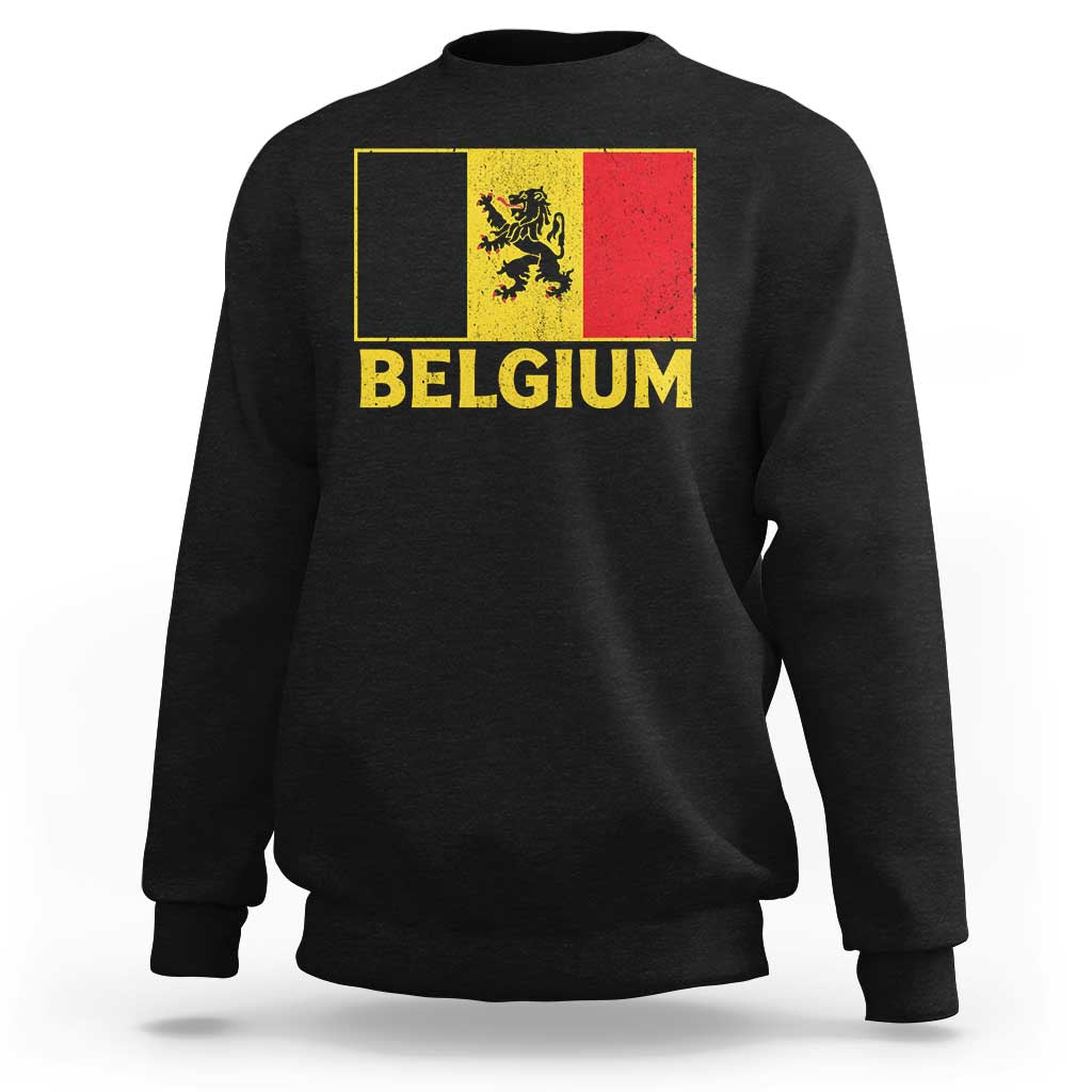 Vintage Belgium Soccer Flag with Lion Graphic Sweatshirt Belgian Football Pride Gift for Fans