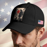Vintage Japanese Samurai Warrior and Black Cat Baseball Cap