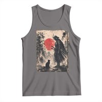 Vintage Japanese Samurai Warrior and Black Cat Tank Top