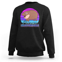 Dark charcoal pullover sweatshirt with cute baby hippo graphic on the chest