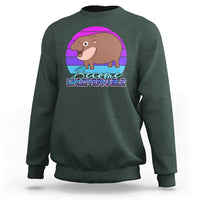 Dark green pullover sweatshirt with cute baby hippo graphic on the chest