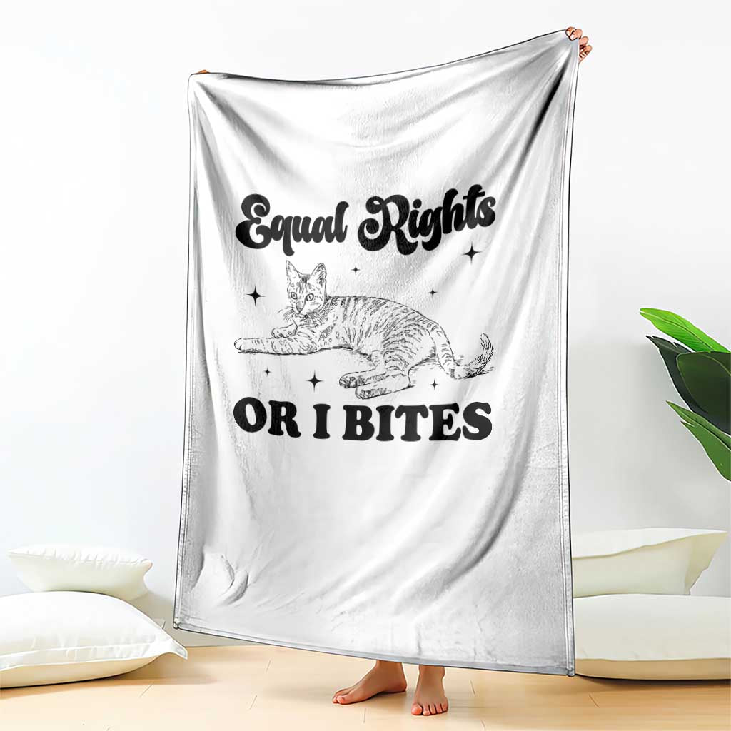 Feminist Cat Throw Blanket Equal Rights or I Bites Human Rights - Wonder Print Shop