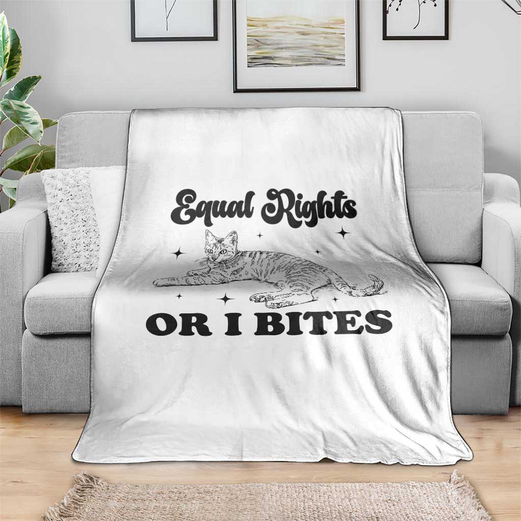 Feminist Cat Throw Blanket Equal Rights or I Bites Human Rights - Wonder Print Shop