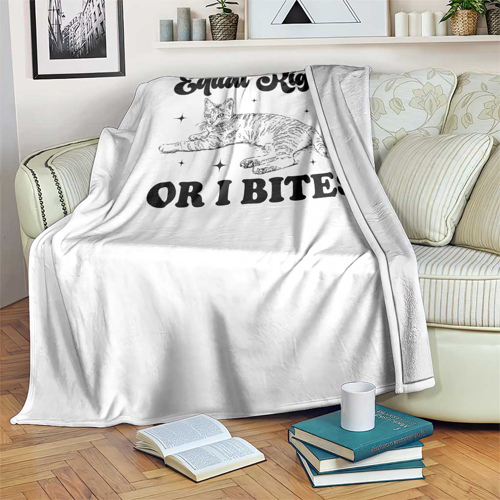 Feminist Cat Throw Blanket Equal Rights or I Bites Human Rights - Wonder Print Shop