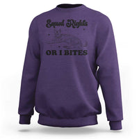 Feminist Cat Sweatshirt Equal Rights or I Bites Human Rights - Wonder Print Shop