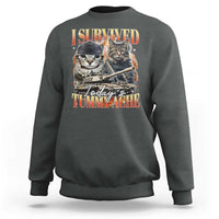 Tummy Ache Survivor Cat Meme Sweatshirt Funny Saying Cats Bootleg - Wonder Print Shop
