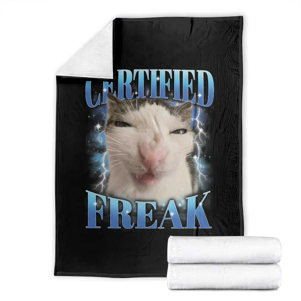 Certified Freak Funny Cat Meme Throw Blanket Internet Memes Gen Z - Wonder Print Shop