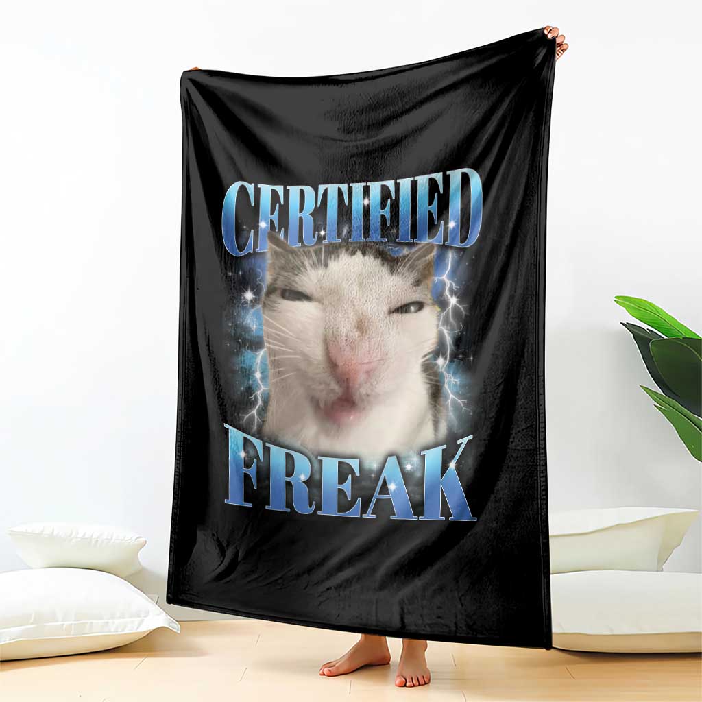 Certified Freak Funny Cat Meme Throw Blanket Internet Memes Gen Z - Wonder Print Shop