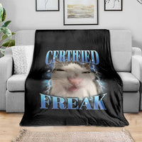 Certified Freak Funny Cat Meme Throw Blanket Internet Memes Gen Z - Wonder Print Shop