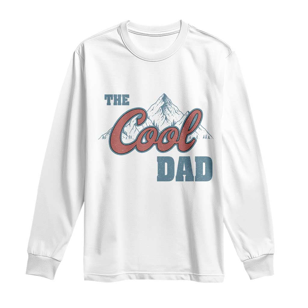 White long-sleeve T-shirt with “The Cool Dad” graphic on the chest