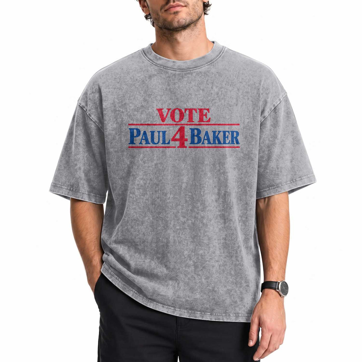 Paul Baker Support Washed Cotton T-Shirt Retro Patriotic