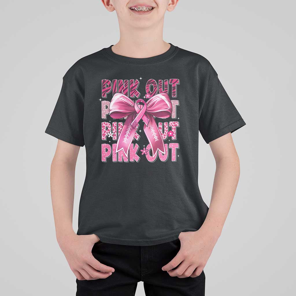 Football Pink Out Breast Cancer Awareness T Shirt For Kid Coquette Football - Wonder Print Shop