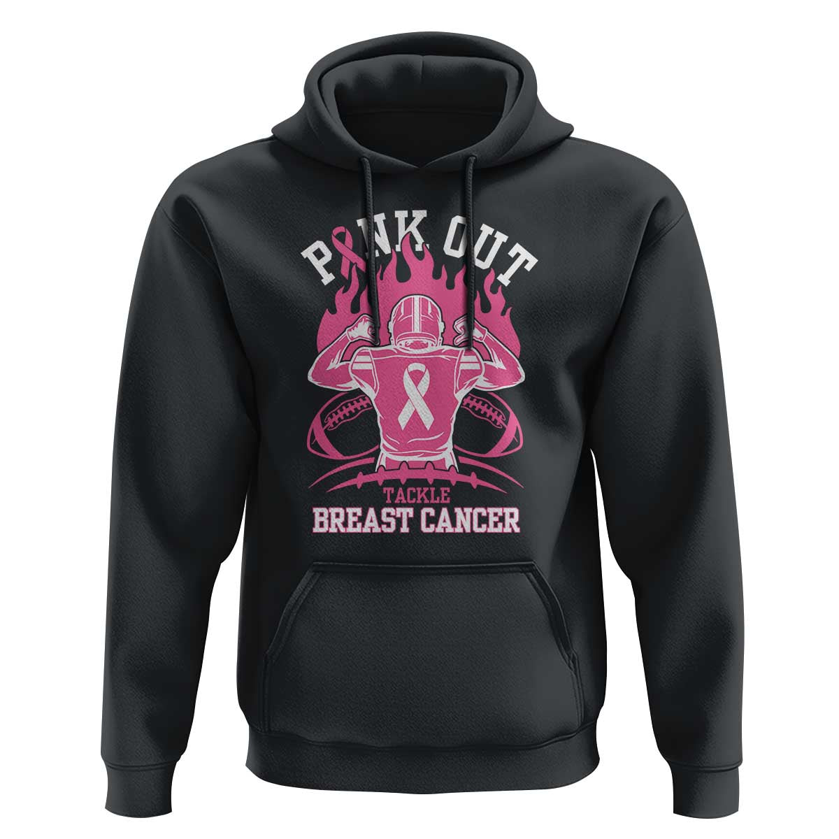 Tackle Football Breast Cancer Awareness Hoodie Pink Out Ribbon