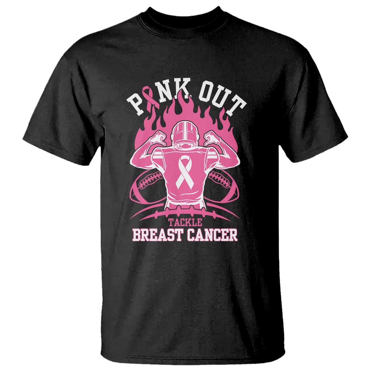 Tackle Football Breast Cancer Awareness T Shirt Pink Out Ribbon - Wonder Print Shop